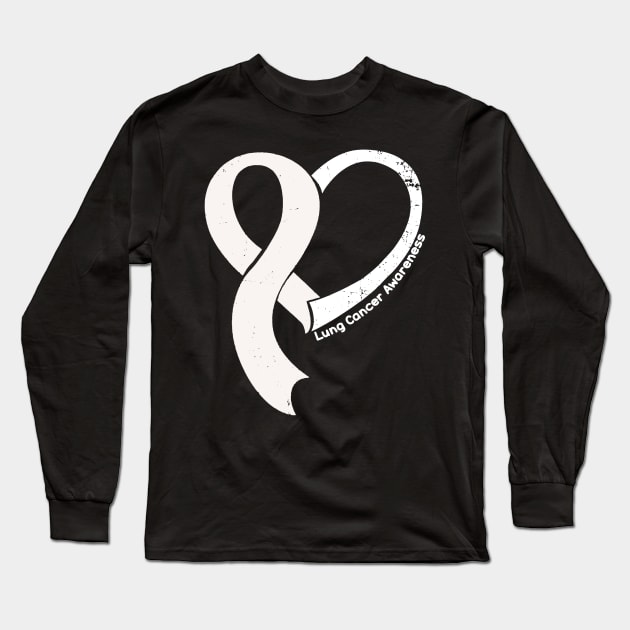 Lung Cancer Awareness Hope Love Heart Ribbon Happy Valentines Day Long Sleeve T-Shirt by BoongMie